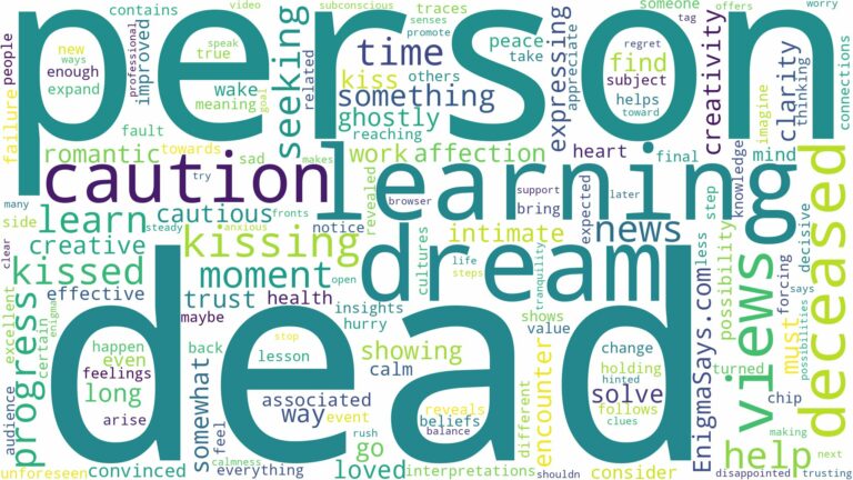 dreaming of being kissed by a dead person and related dreams with their meanings in a word cloud