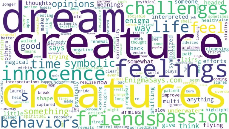 dreams about creatures and related dreams with their meanings in a word cloud