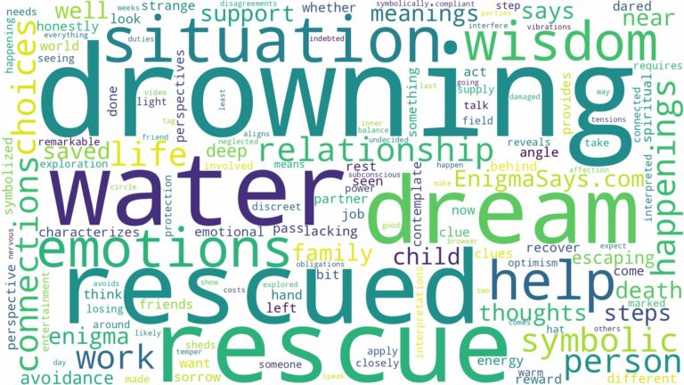 dreaming of being rescued from drowning and related dreams with their meanings in a word cloud