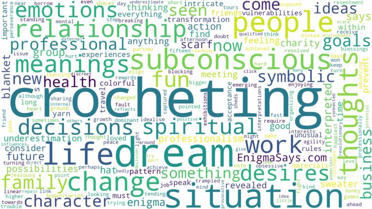 dream of crocheting and related dreams with their meanings in a word cloud