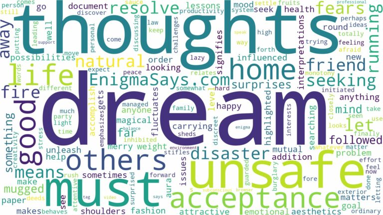 dream of being unsafe and related dreams with their meanings in a word cloud
