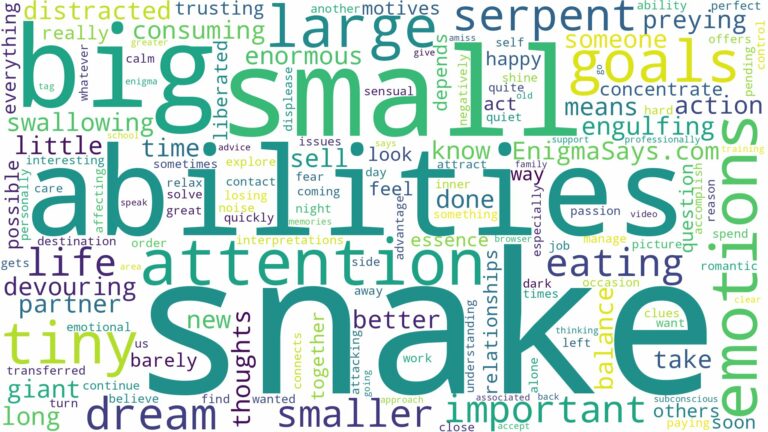 dreaming about big snake eating small snake and related dreams with their meanings in a word cloud