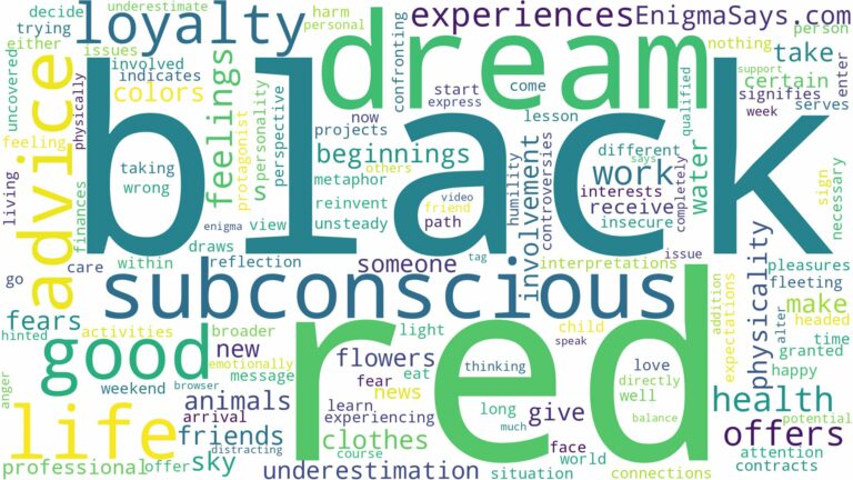 dream about black and red and related dreams with their meanings in a word cloud