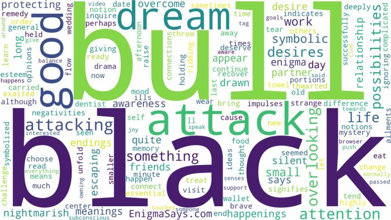dreaming about black bull attacking and related dreams with their meanings in a word cloud