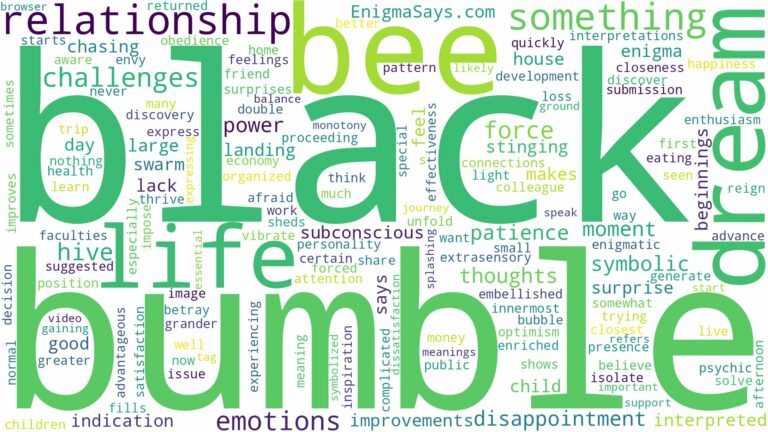 dream about black bumble bee and related dreams with their meanings in a word cloud