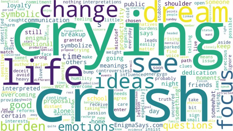 dreaming of crush crying and related dreams with their meanings in a word cloud