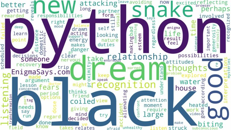 dream about black python snake and related dreams with their meanings in a word cloud