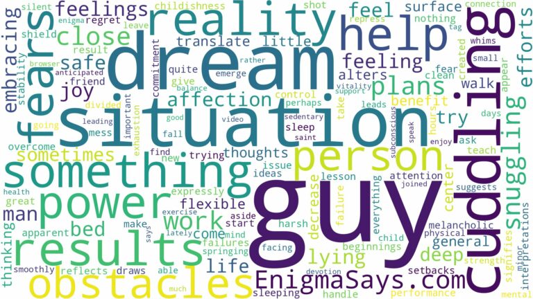 dreaming of cuddling with a guy and related dreams with their meanings in a word cloud