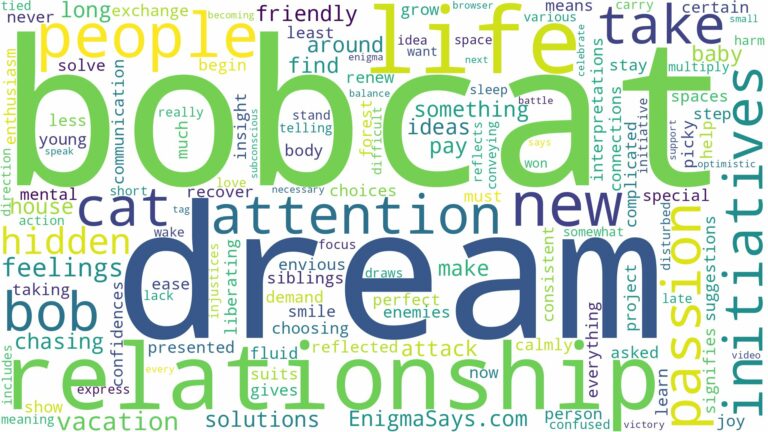 dream about bob cat and related dreams with their meanings in a word cloud