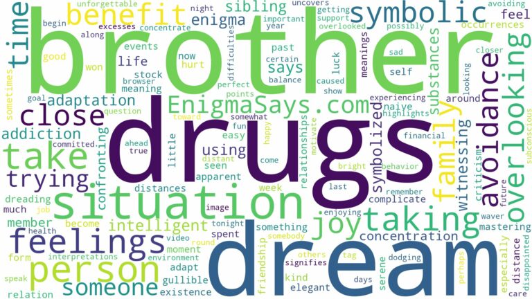 dreaming about brother taking drugs and related dreams with their meanings in a word cloud