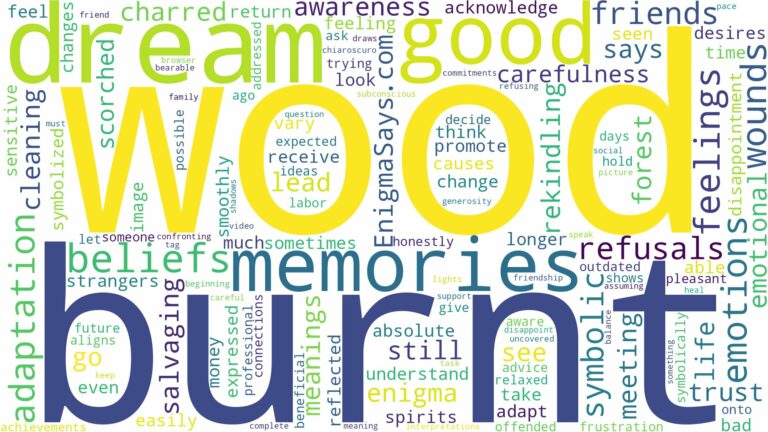 dream about burnt wood and related dreams with their meanings in a word cloud