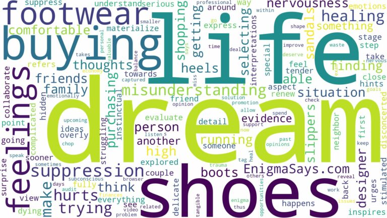 dream of buying footwear and related dreams with their meanings in a word cloud
