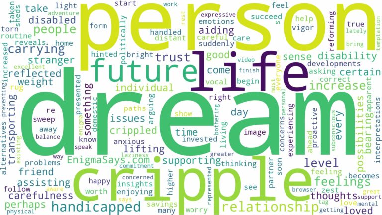 dream of carrying a cripple and related dreams with their meanings in a word cloud