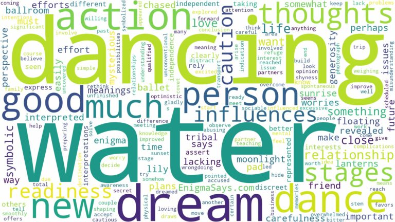 dream of dancing in water and related dreams with their meanings in a word cloud