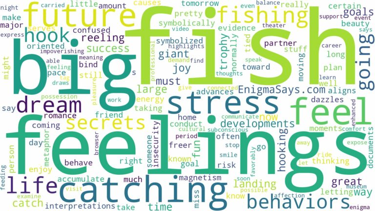 dreaming of catching big fish with hook and related dreams with their meanings in a word cloud