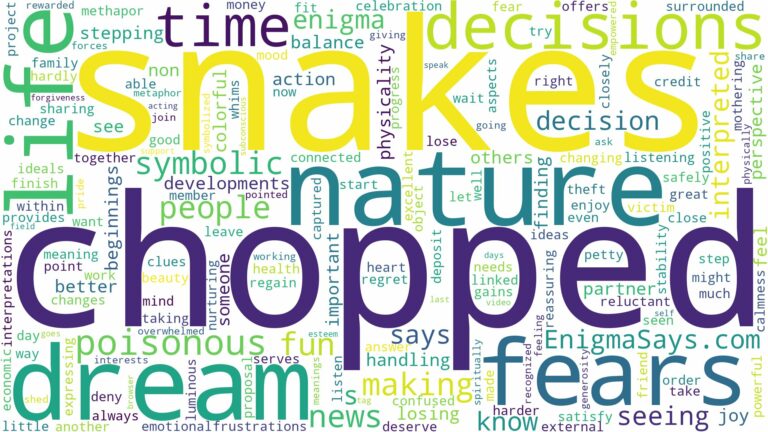 dream about chopped up snakes and related dreams with their meanings in a word cloud