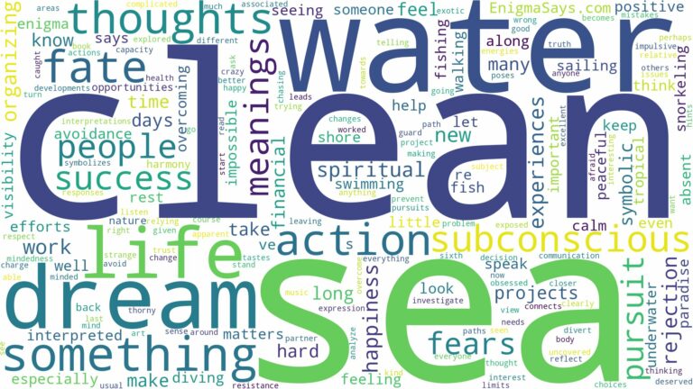 dream about clean sea water and related dreams with their meanings in a word cloud