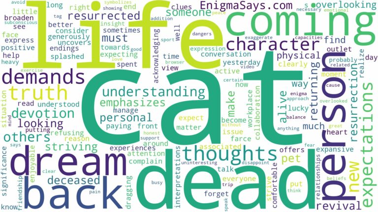 dreaming about dead cat coming back to life and related dreams with their meanings in a word cloud
