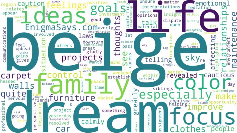 dream about color beige and related dreams with their meanings in a word cloud