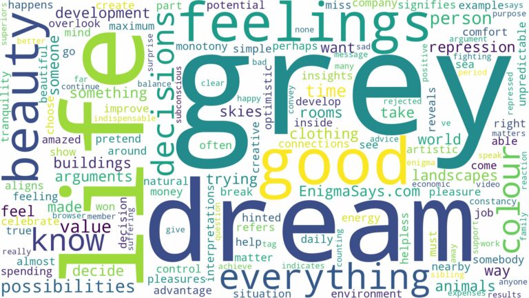 dream about colour grey and related dreams with their meanings in a word cloud