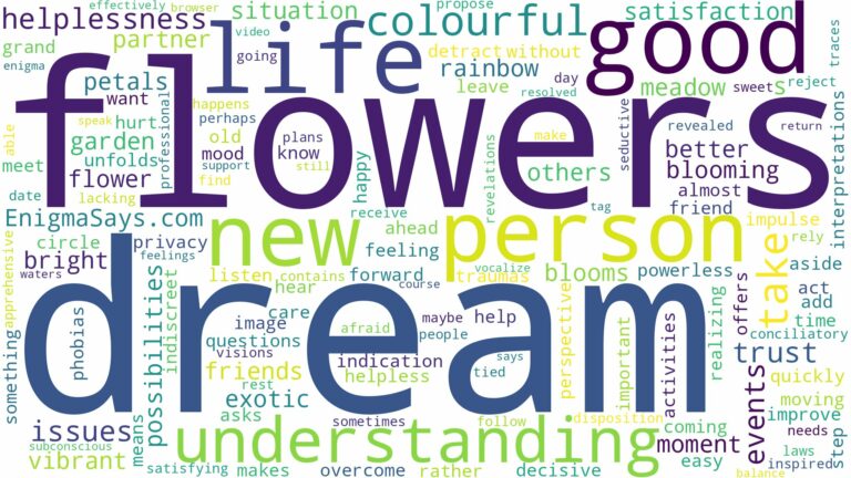 dream about colourful flowers and related dreams with their meanings in a word cloud