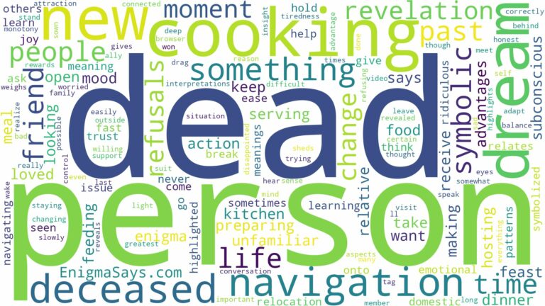 dreaming of cooking for a dead person and related dreams with their meanings in a word cloud