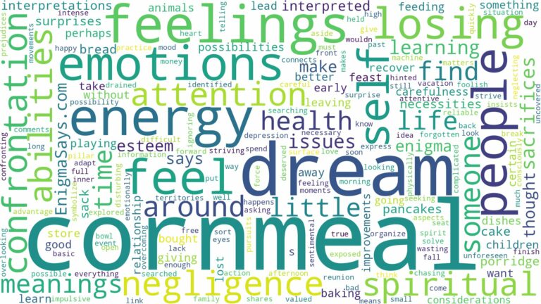 dream about cornmeal and related dreams with their meanings in a word cloud