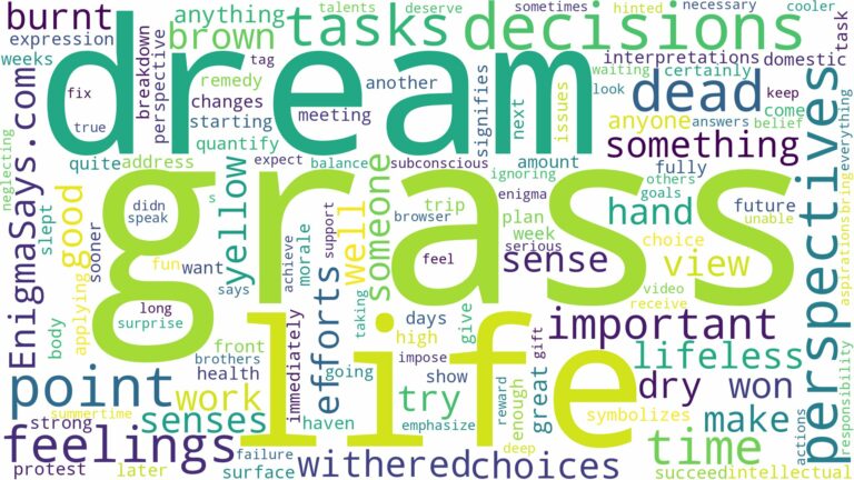 dream about dead grass and related dreams with their meanings in a word cloud