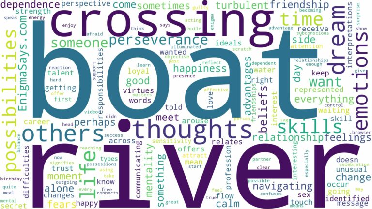 dreaming of crossing a river with a boat and related dreams with their meanings in a word cloud