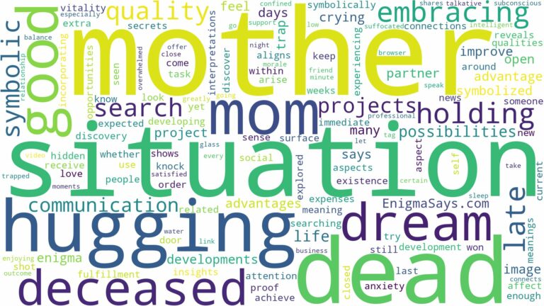 dreaming about dead mother hugging you and related dreams with their meanings in a word cloud