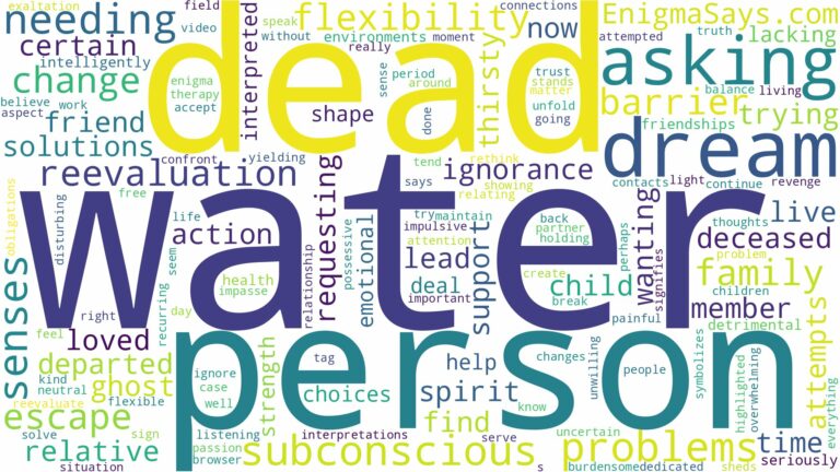 dreaming about dead person asking for water and related dreams with their meanings in a word cloud