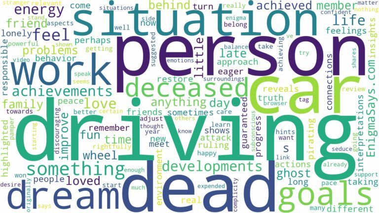 dreaming about dead person driving a car and related dreams with their meanings in a word cloud