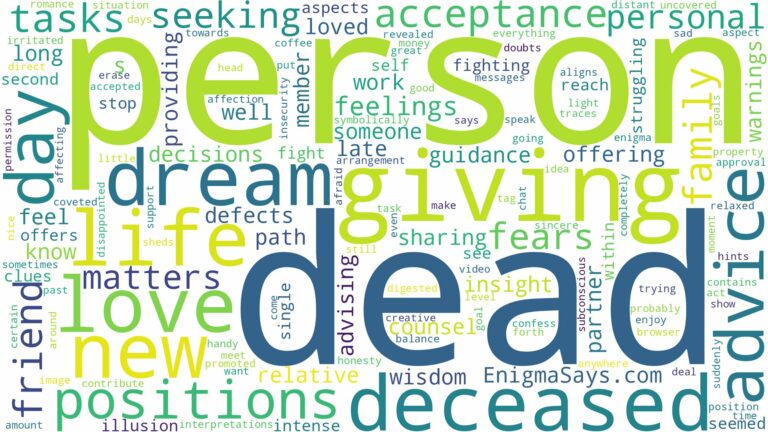 dreaming about dead person giving advice and related dreams with their meanings in a word cloud
