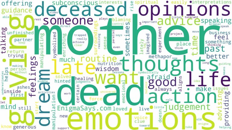 dreaming about dead mother giving advice and related dreams with their meanings in a word cloud