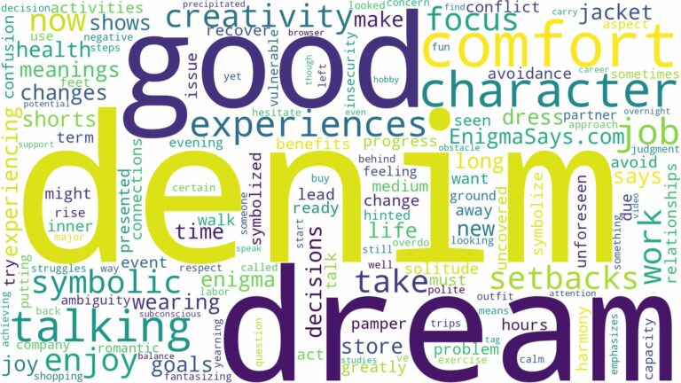 dream about denim and related dreams with their meanings in a word cloud