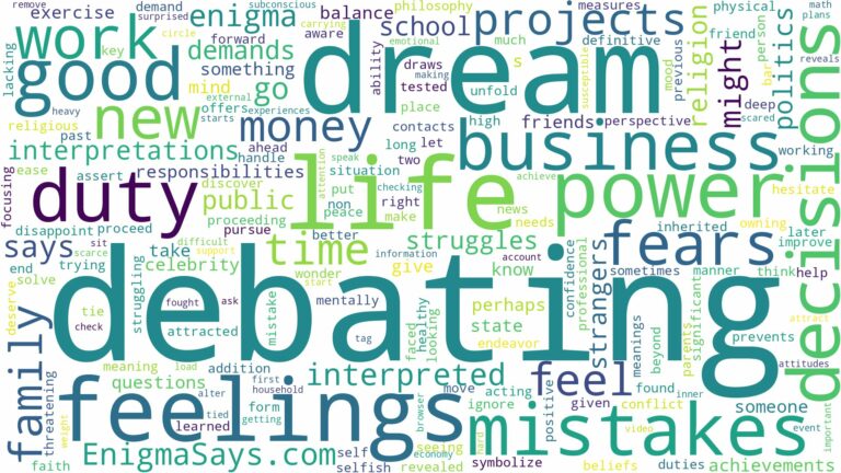 dream of debating and related dreams with their meanings in a word cloud