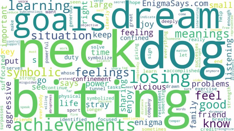 dreaming about dog biting neck and related dreams with their meanings in a word cloud