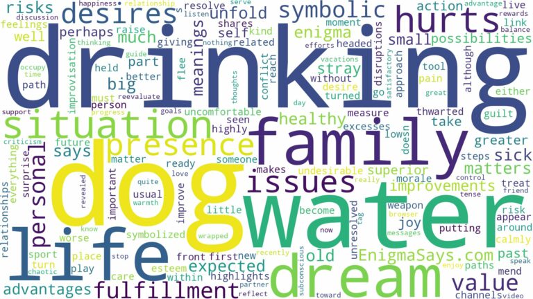 dreaming about dog drinking water and related dreams with their meanings in a word cloud