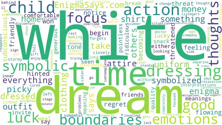 dream of dressing in white and related dreams with their meanings in a word cloud
