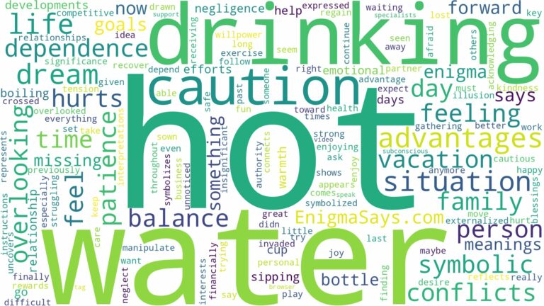 dreaming of drinking hot water and related dreams with their meanings in a word cloud