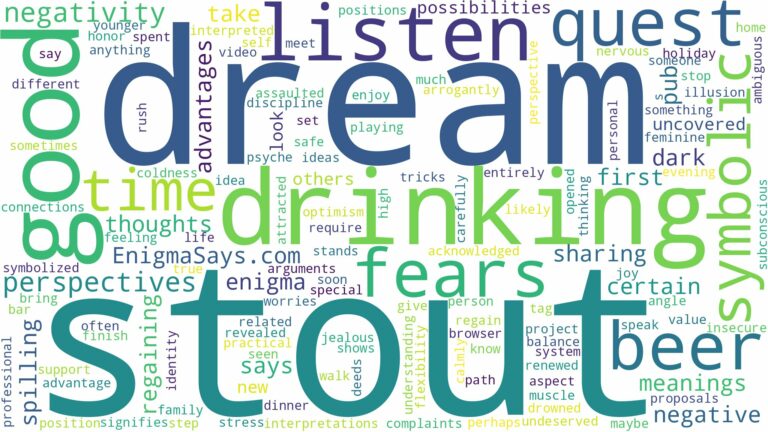 dream of drinking stout and related dreams with their meanings in a word cloud