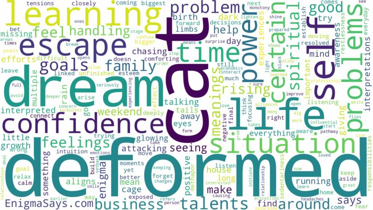 dream about deformed cat and related dreams with their meanings in a word cloud