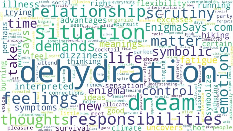 dream about dehydration and related dreams with their meanings in a word cloud