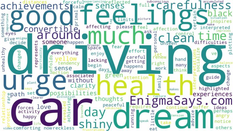 dreaming of driving good car and related dreams with their meanings in a word cloud