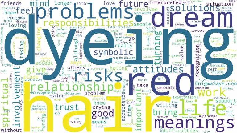 dreaming of dyeing hair red and related dreams with their meanings in a word cloud