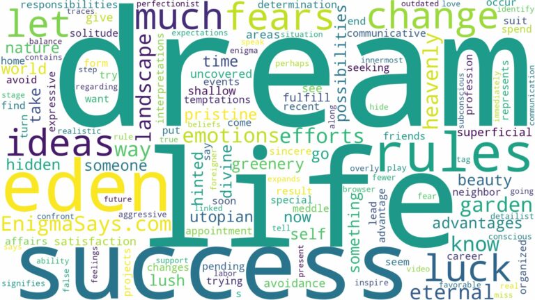 dream about eden and related dreams with their meanings in a word cloud