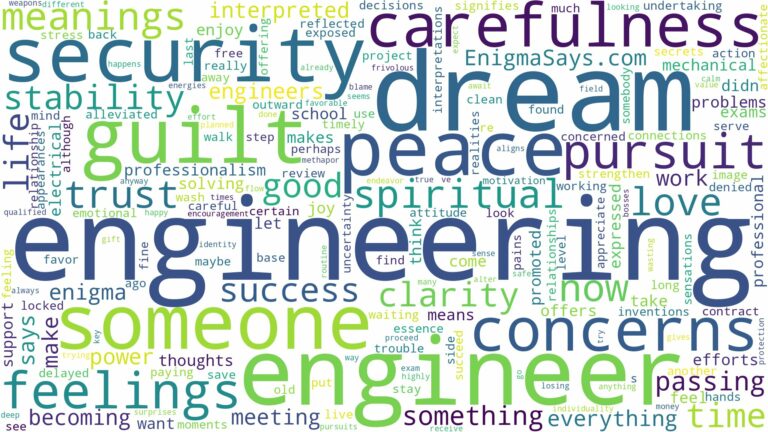 dream about engineer and related dreams with their meanings in a word cloud