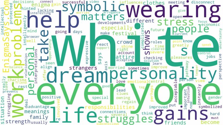 dreaming about everyone wearing white and related dreams with their meanings in a word cloud