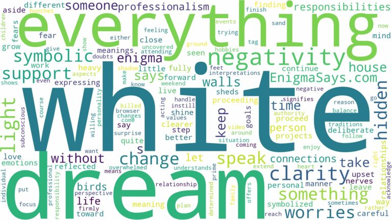 dream of everything white and related dreams with their meanings in a word cloud