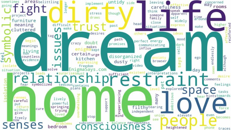 dream about dirty home and related dreams with their meanings in a word cloud